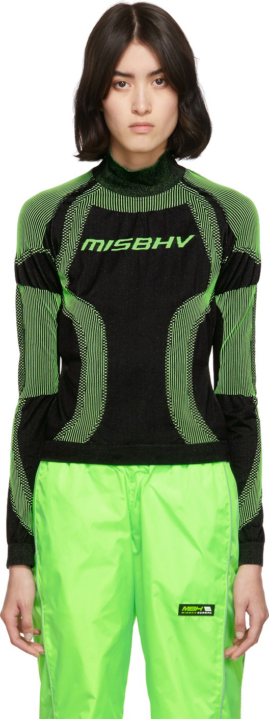 Misbhv SSENSE Exclusive Black & Green Active Turtleneck Misbhv SSENSE Exclusive Black & Green Active Turtleneck