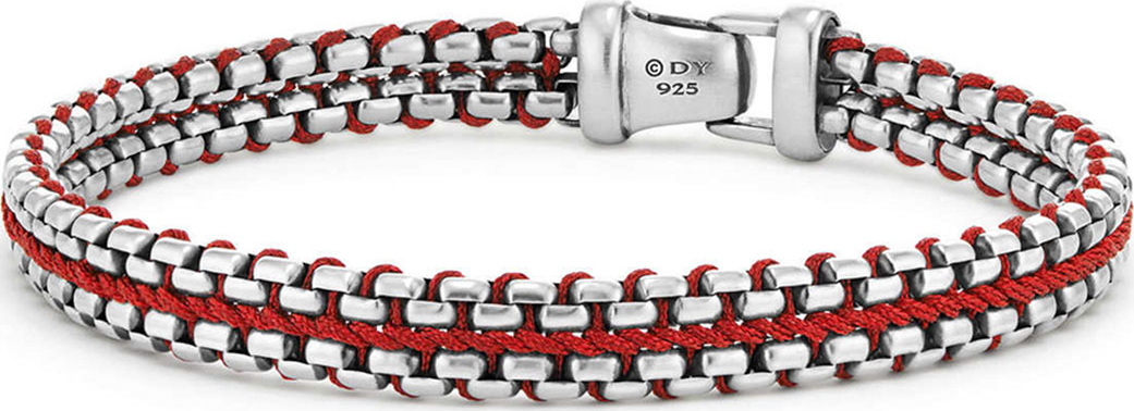 David Yurman 10mm Men's Woven Box Chain Bracelet, Red