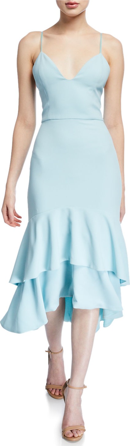 Alice + Olivia Amina Plunging Sweetheart Spaghetti-Strap Midi Dress