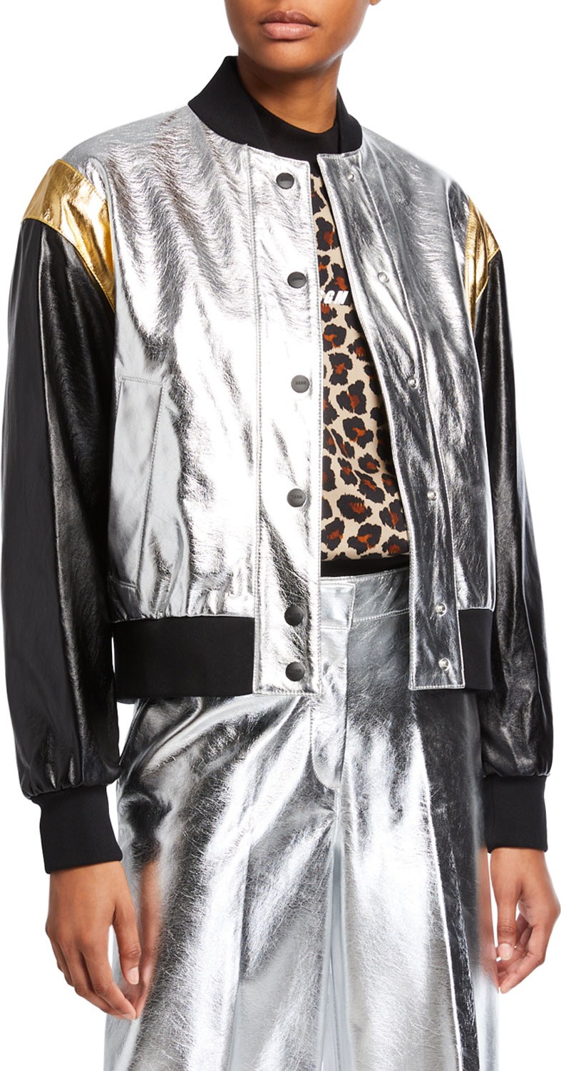 MSGM Metallic Bomber Jacket