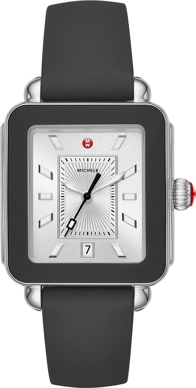 MICHELE Deco Sport Silicone Watch, Black