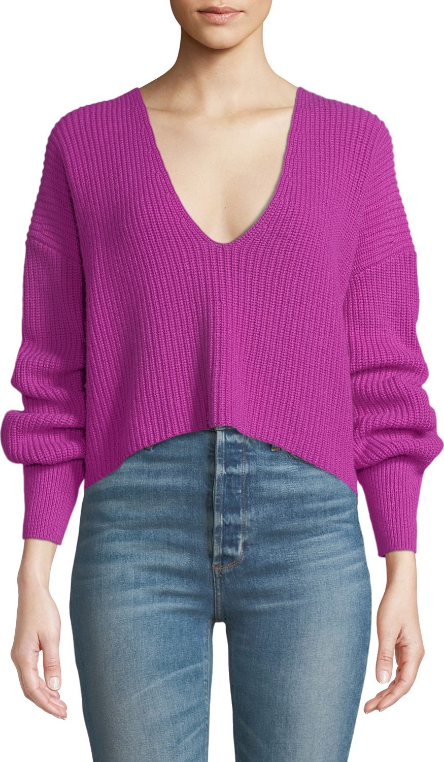 A.L.C. Melanie Wool V-Neck Cropped Sweater