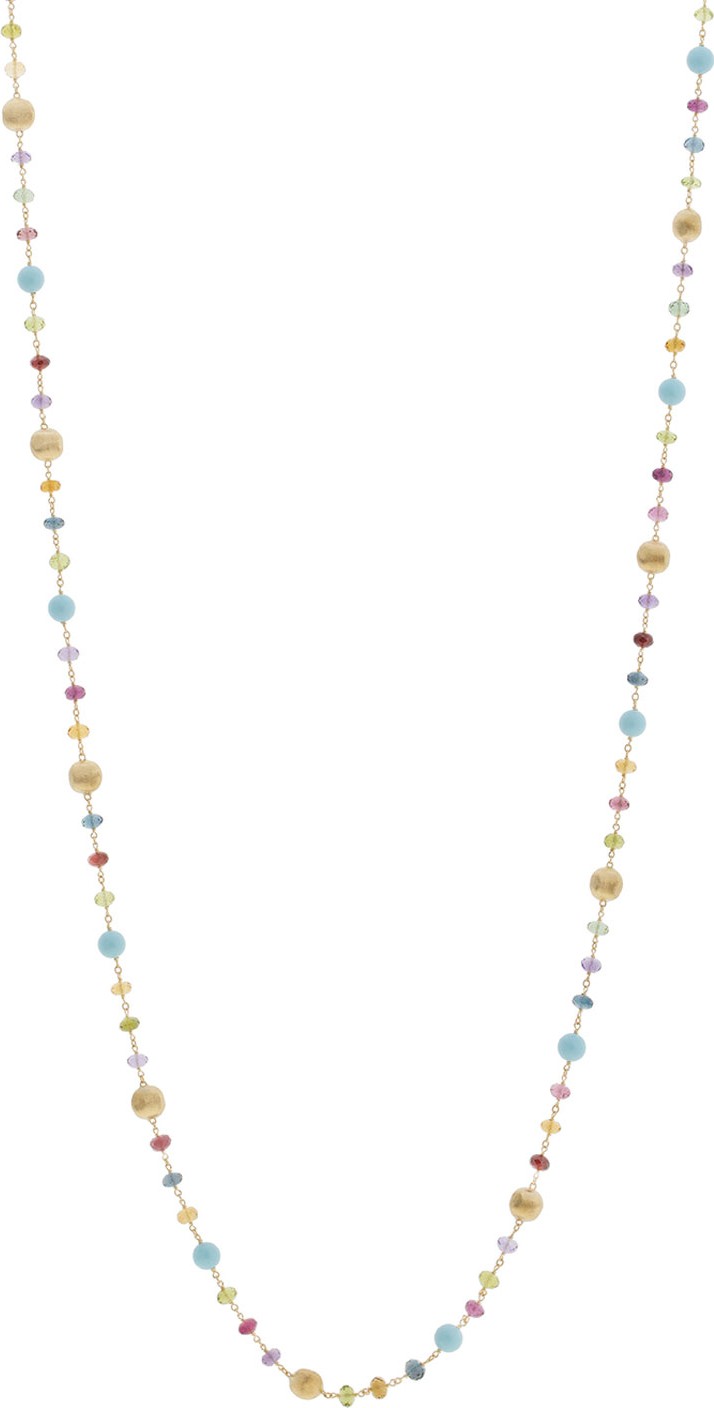 Marco Bicego Africa 18k Long Mixed-Stone Necklace, 36"L