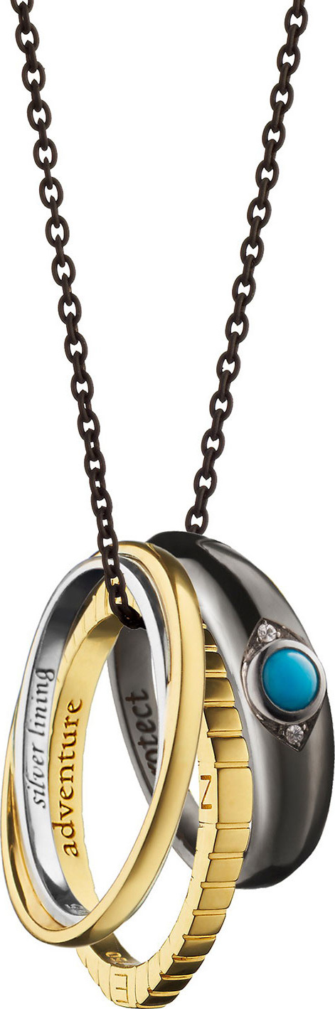 Monica Rich Kosann 18k Yellow Gold and Sterling Silver "Adventure" Poesy Ring Necklace