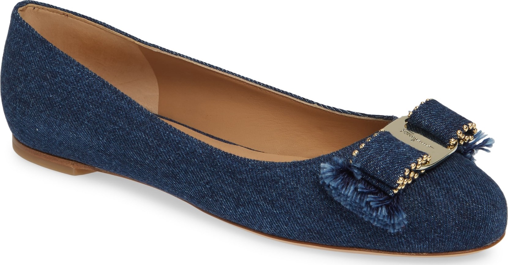 Salvatore Ferragamo Varina Studded Bow Flat