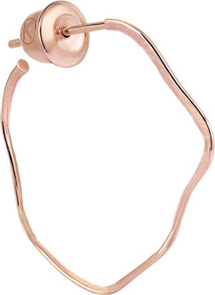 Kismet by Milka 14k Rose Gold Medium Waved Hoop Earring (Single)