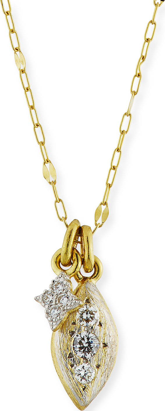 Jude Frances 18k Moroccan Double Diamond Pendant Necklace