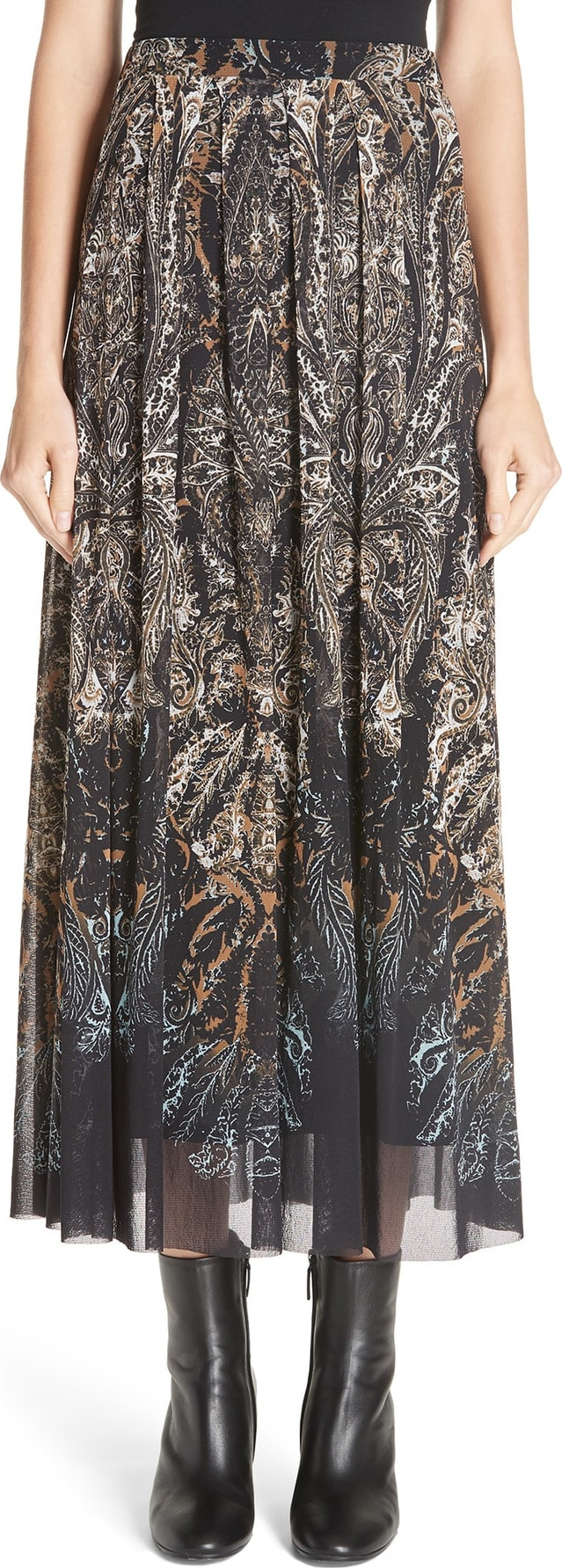 Fuzzi Paisley Tulle Midi Skirt