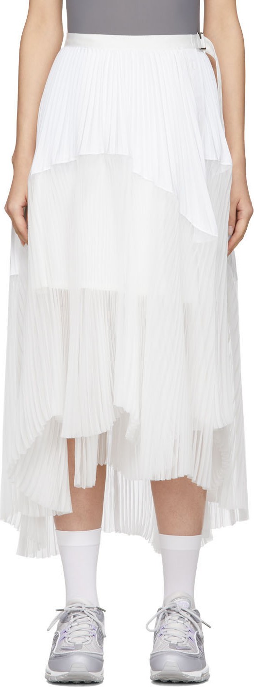 Sacai White Pleated Wrap Skirt Sacai White Pleated Wrap Skirt