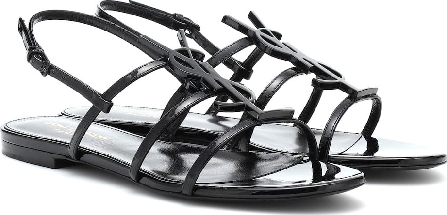 Saint Laurent Cassandra logo patent leather sandals