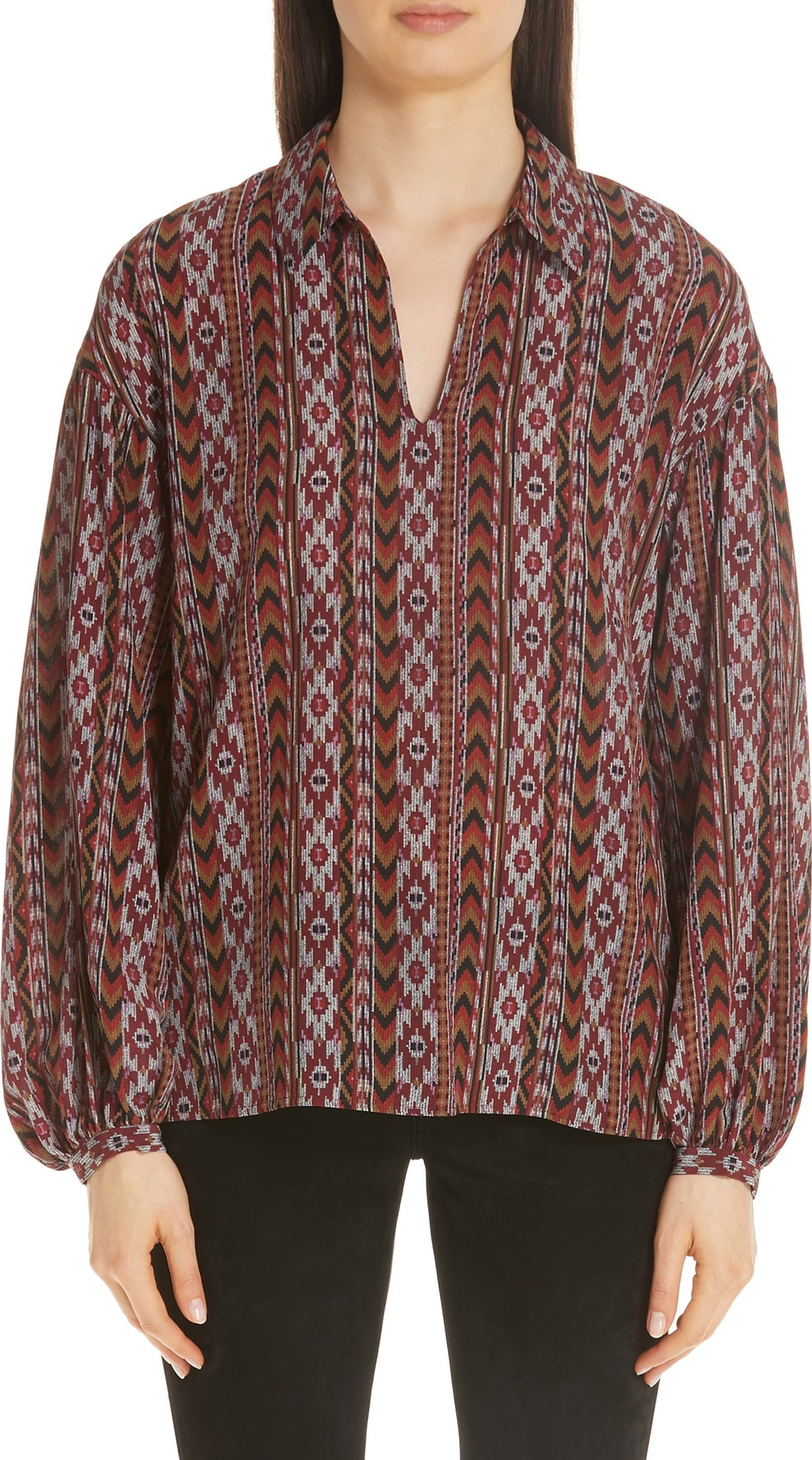 Lafayette 148 New York Delora Print Silk Blouse