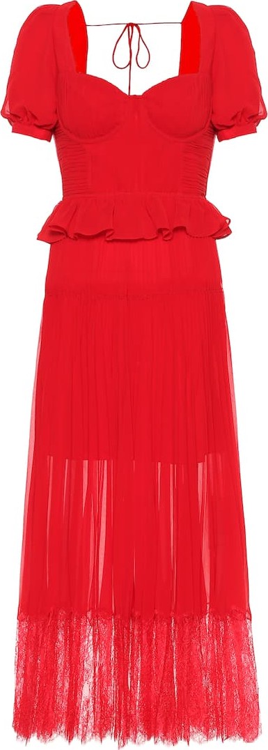 Self Portrait Pleated chiffon maxi dress