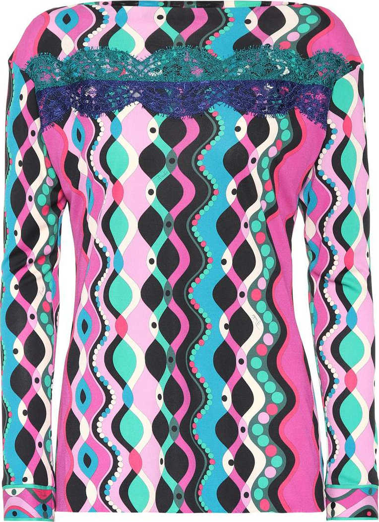 Emilio Pucci Lace-trimmed printed top