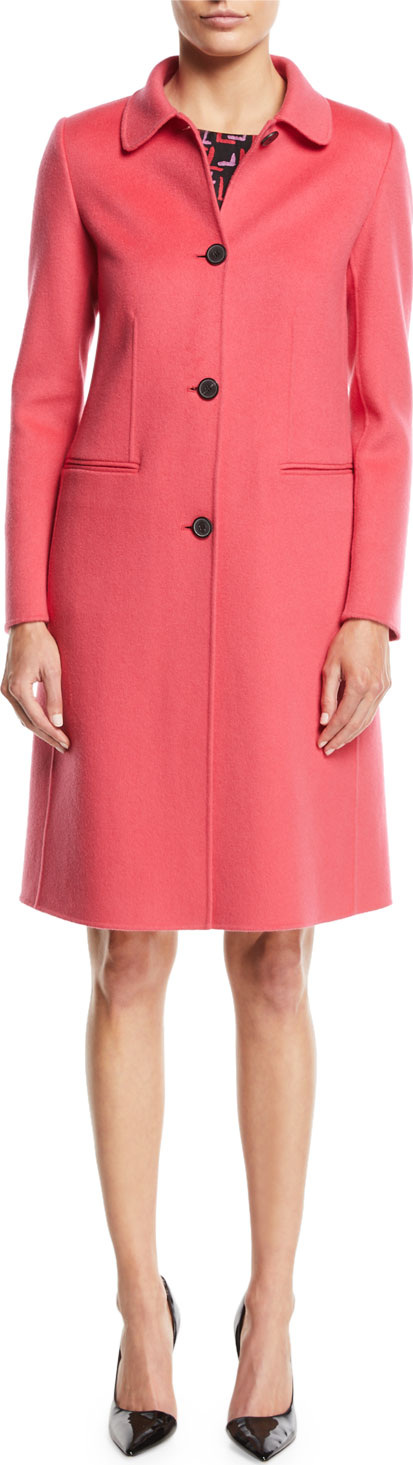 Emporio Armani Button-Front Classic Cashmere Coat w/ Martingale Strap