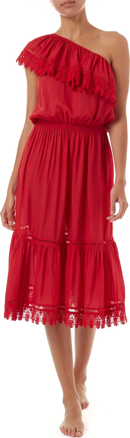 Melissa Odabash Jo One-Shoulder Lace Coverup Sun Dress