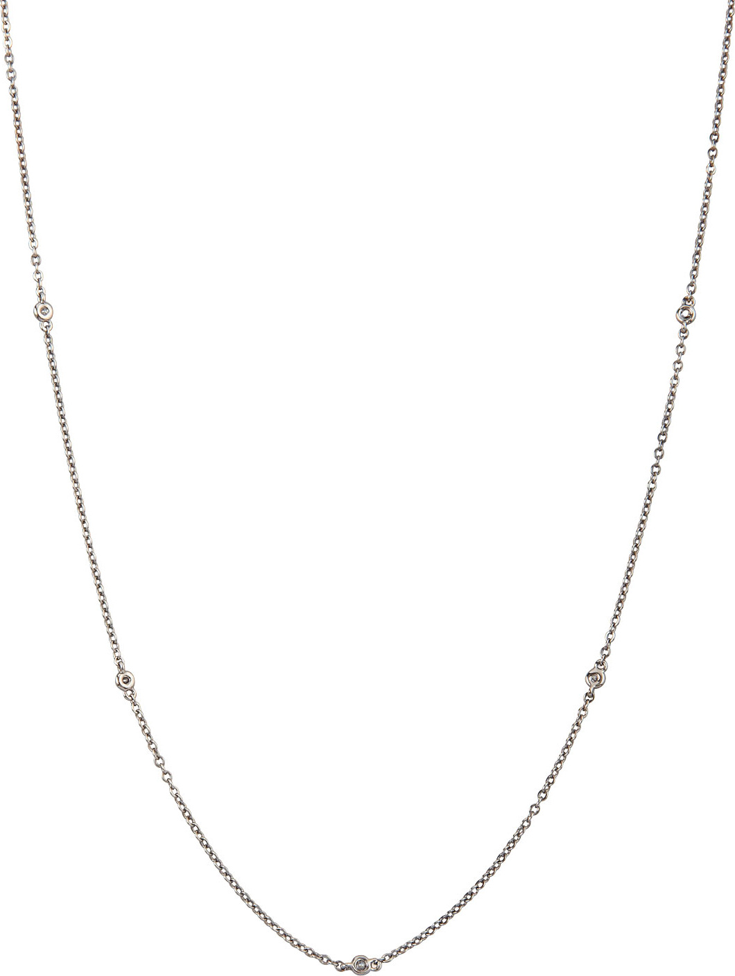 Eli Jewels White/Black Diamond-Station 18k Chain Necklace, 36"L