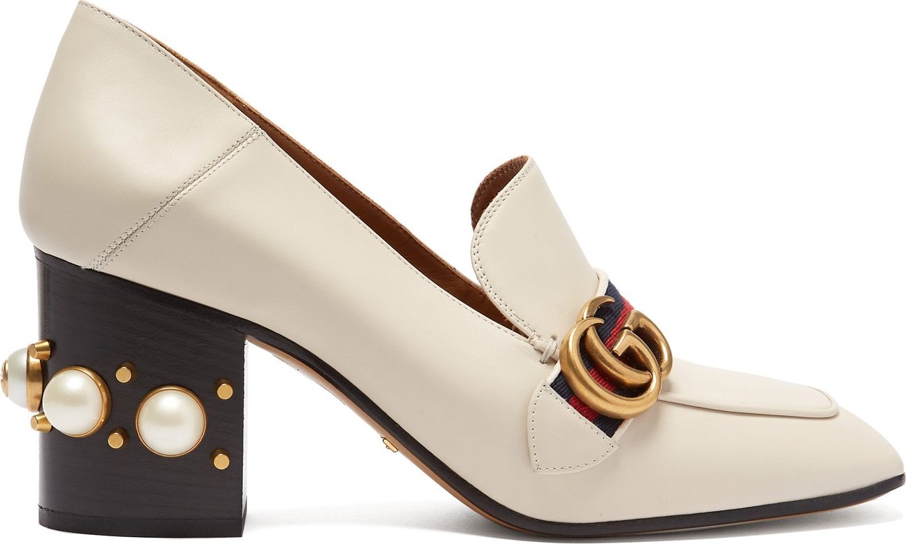 Gucci Peyton pearl-embellished leather loafers