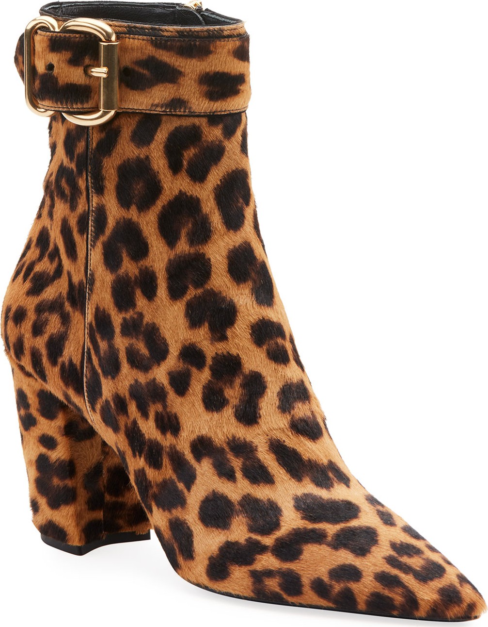 Prada Leopard-Print Booties with Buckle
