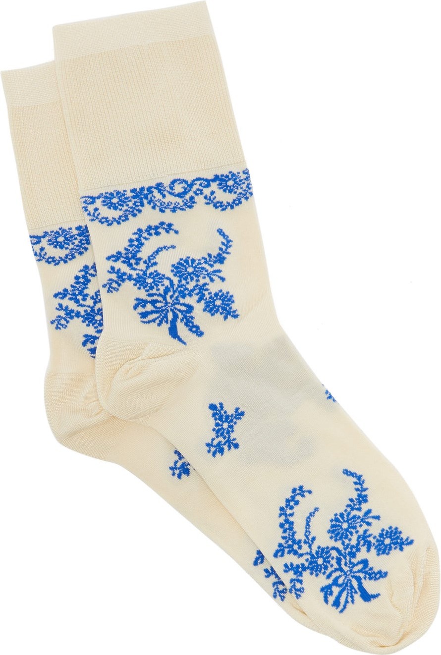 Simone Rocha Delft floral-intarsia socks