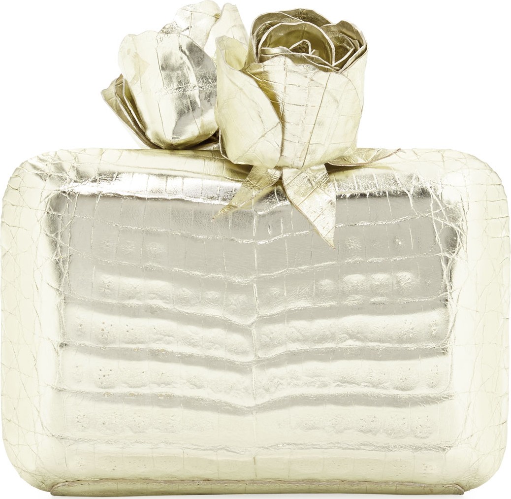 Nancy Gonzalez Crocodile Rose Box Clutch Bag