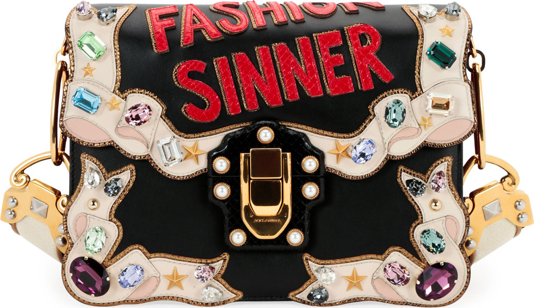 Dolce & Gabbana Lucia "Fashion Sinner" Embellished Shoulder Bag