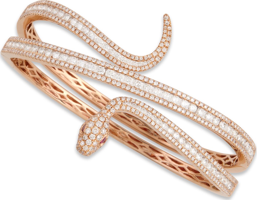 Roberto Coin 18k Rose Gold Diamond Snake Bangle