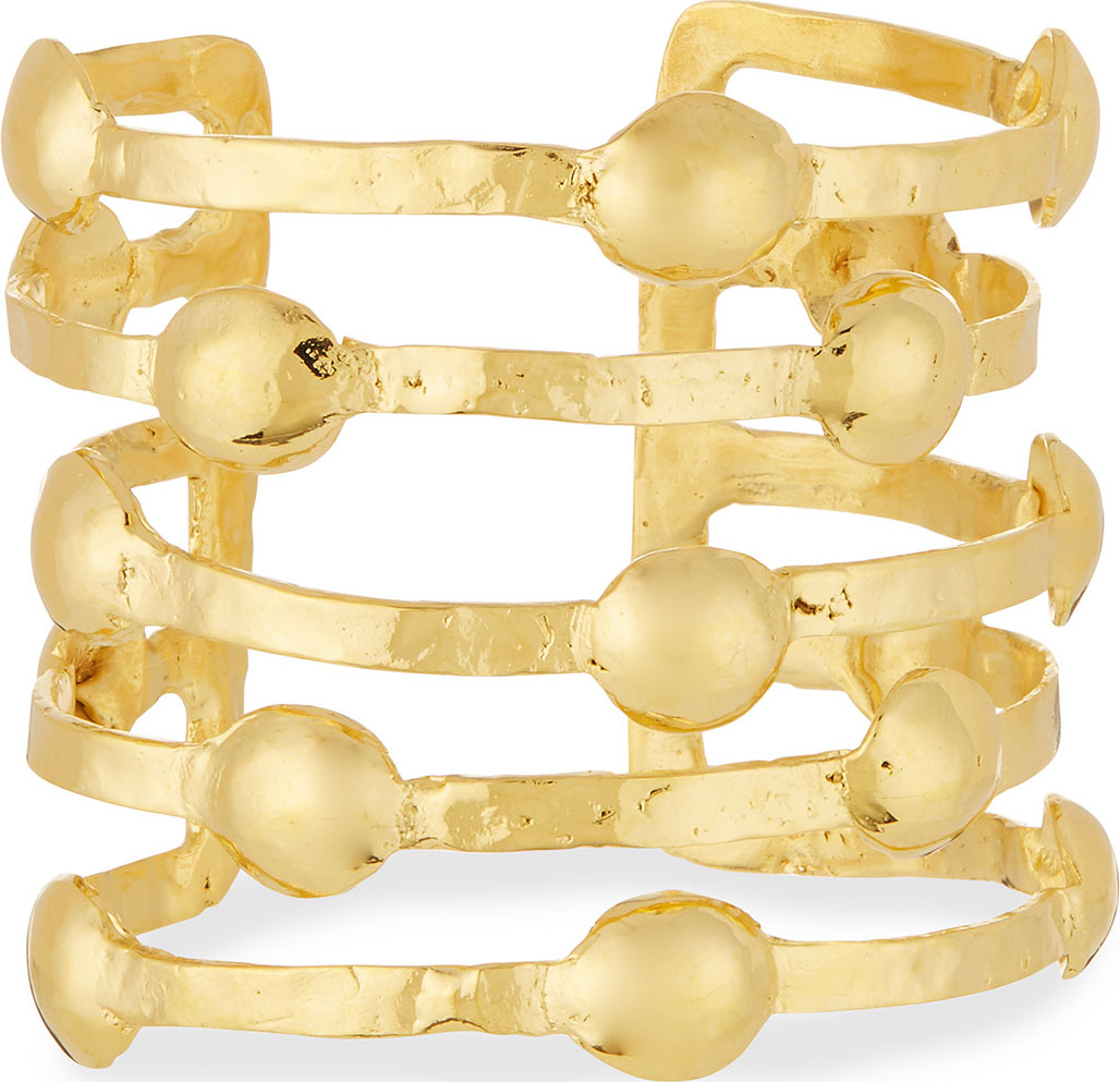 Devon Leigh Dodgit Hammered Gold-Plate Open Bar Cuff Bracelet
