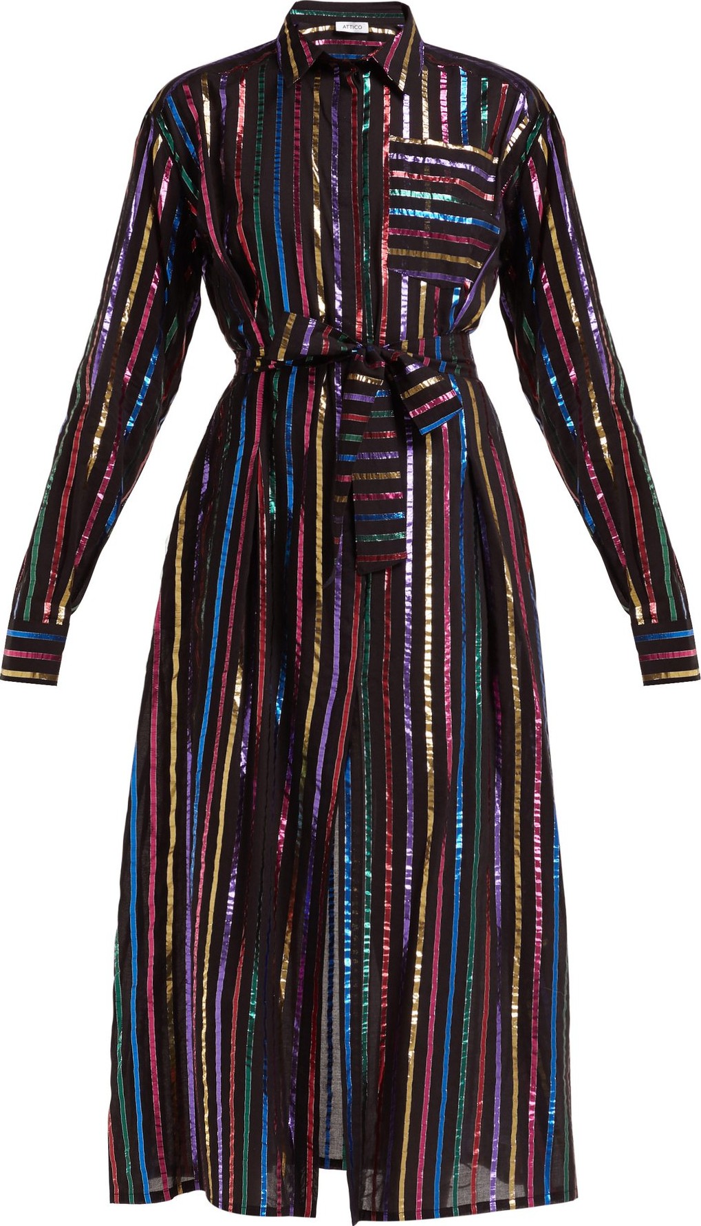 Attico Metallic striped fil-coupé shirtdress