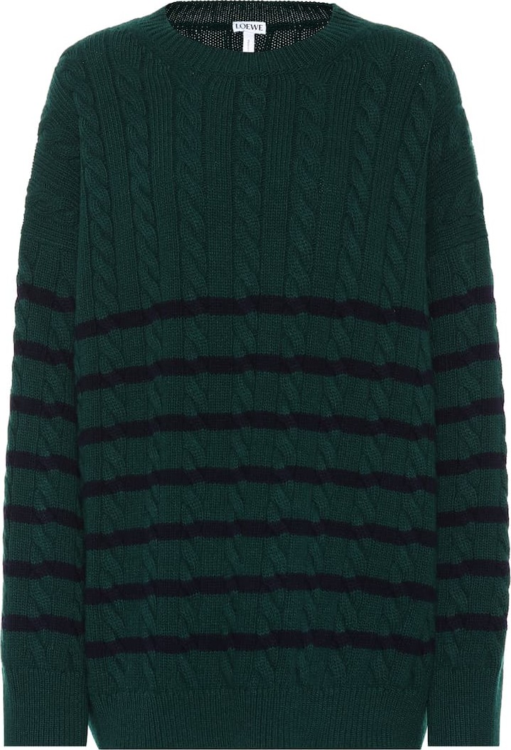 LOEWE Striped cable-knit wool sweater