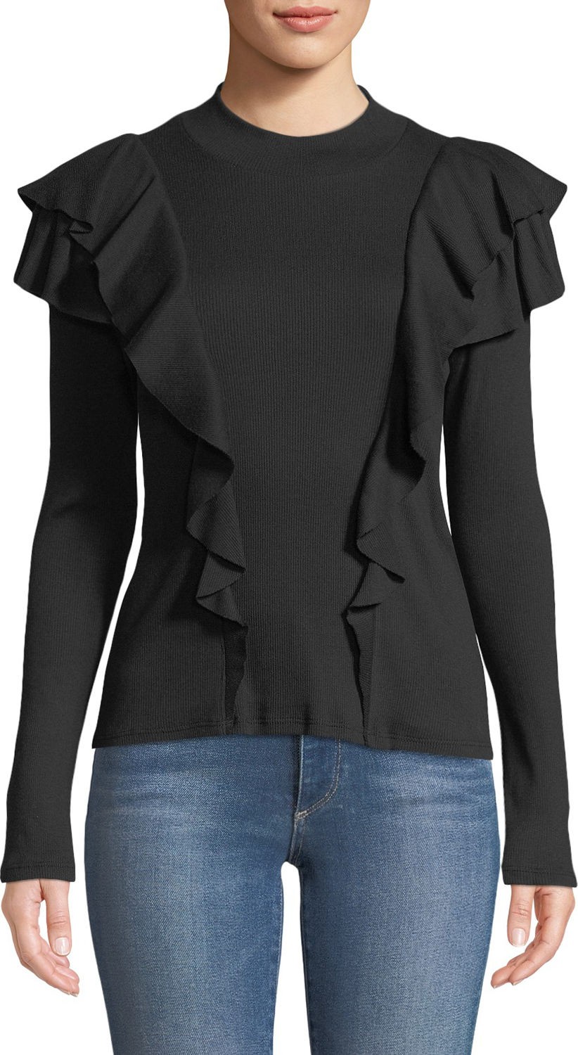 Veronica Beard Dawson Long-Sleeve Ruffle Tee