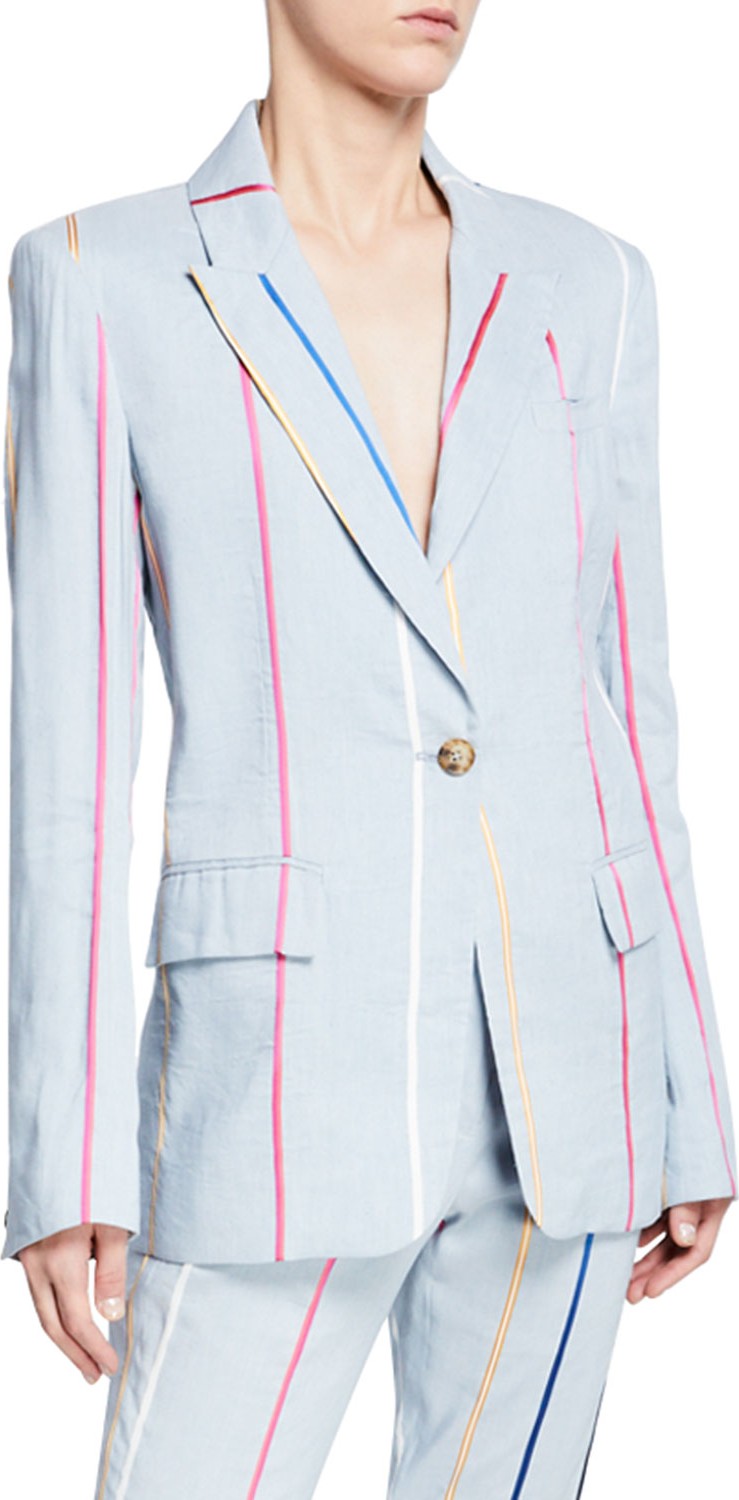 Derek Lam 10 Crosby Striped Single-Button Blazer