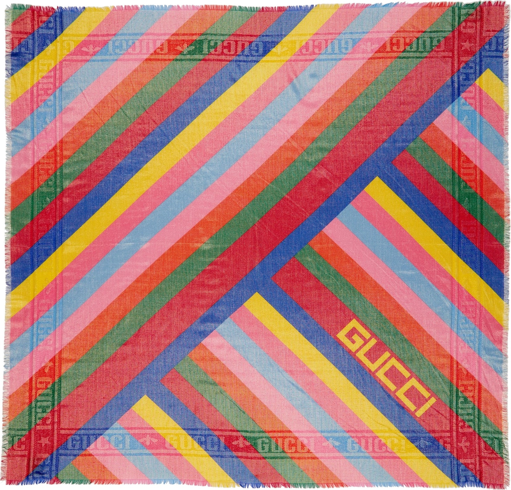 Gucci Multi Stripe Wool Blend Shawl