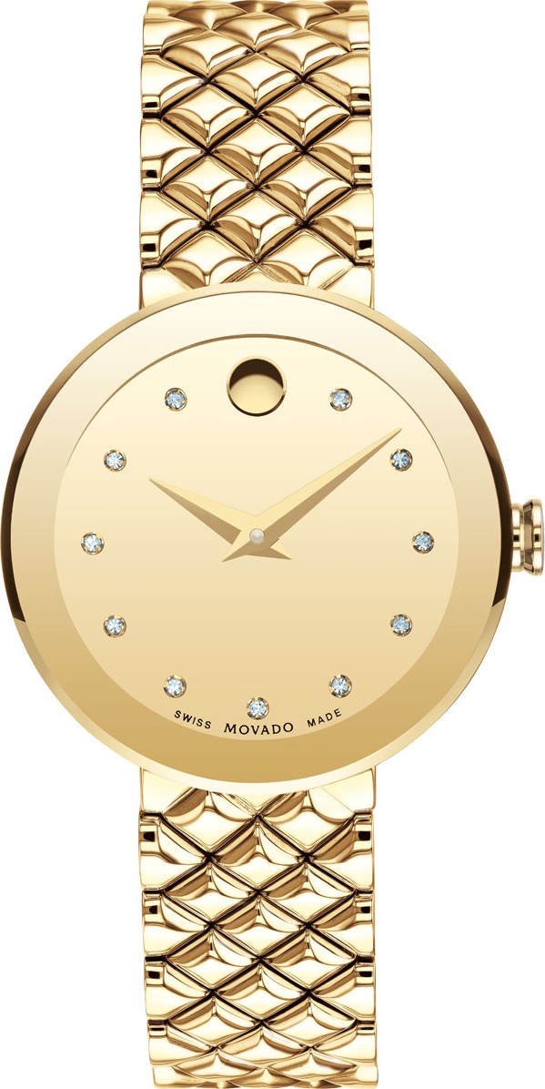 Movado 30mm Sapphire Diamond Bracelet Watch, Gold