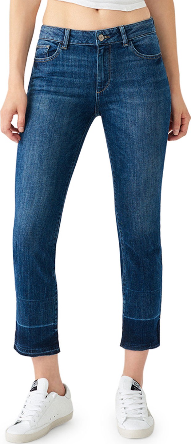 DL1961 Mara Ankle Mid-Rise Straight Jeans w/ Released Hem