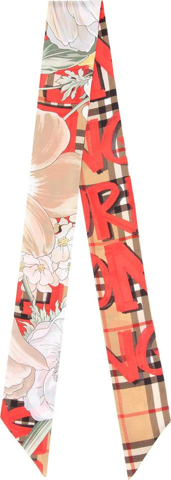 Burberry London England Graffiti Vintage Check silk scarf