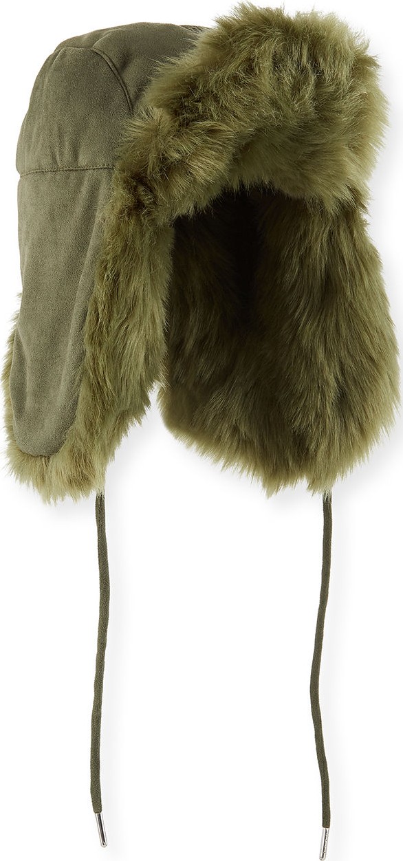 Charlotte Simone Fashion Helmet Trapper Hat w/ Faux Fur Lining