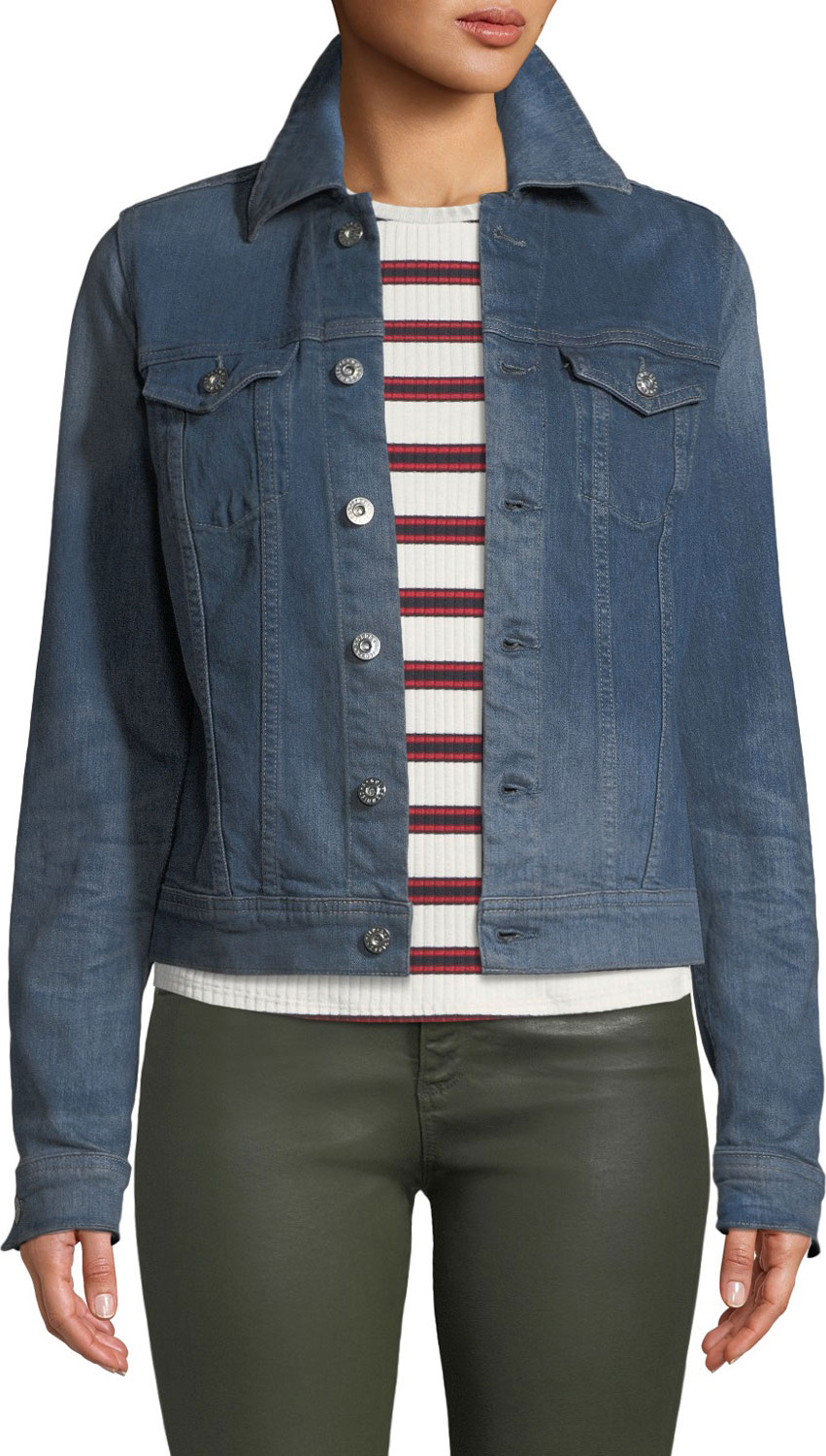 AG Jeans Robyn Button-Front Denim Trucker Jacket