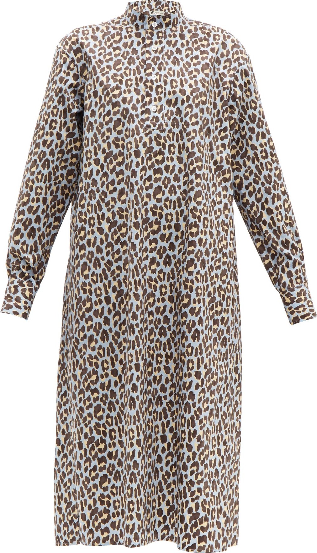 Connolly Mandarin-collar leopard-print cotton shirtdress
