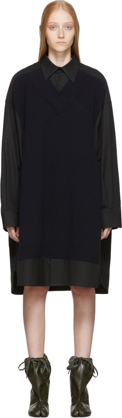 Maison Margiela Black Cotton Poplin Dress