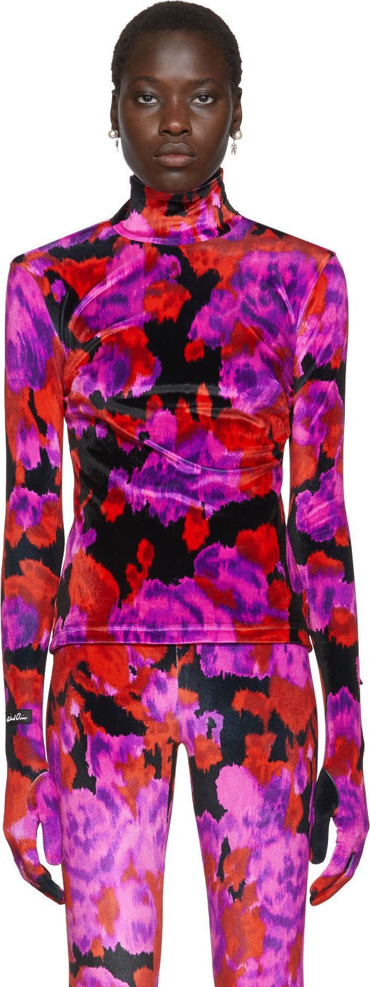 Richard Quinn Red Floral Turtleneck