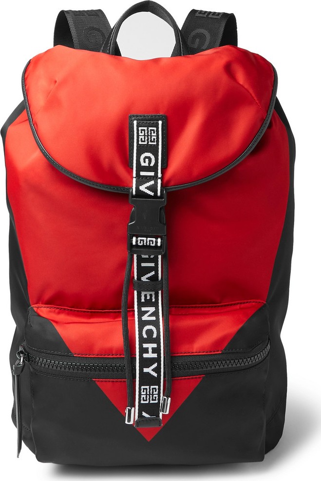 Givenchy Logo-Jacquard and Leather-Trimmed Colour-Block Nylon Backpack