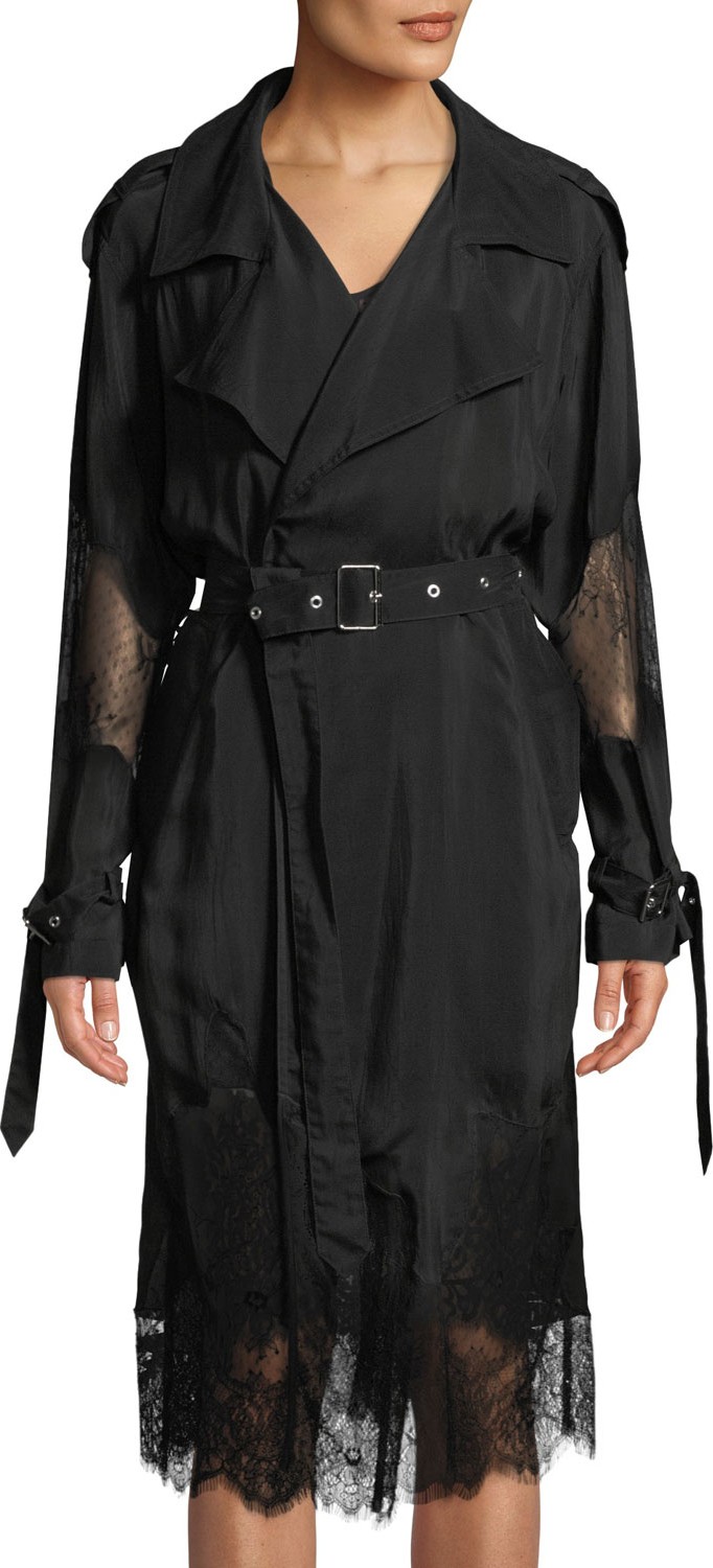 McQ - Alexander McQueen Lace Eat In Hand-Cut Trench Coat