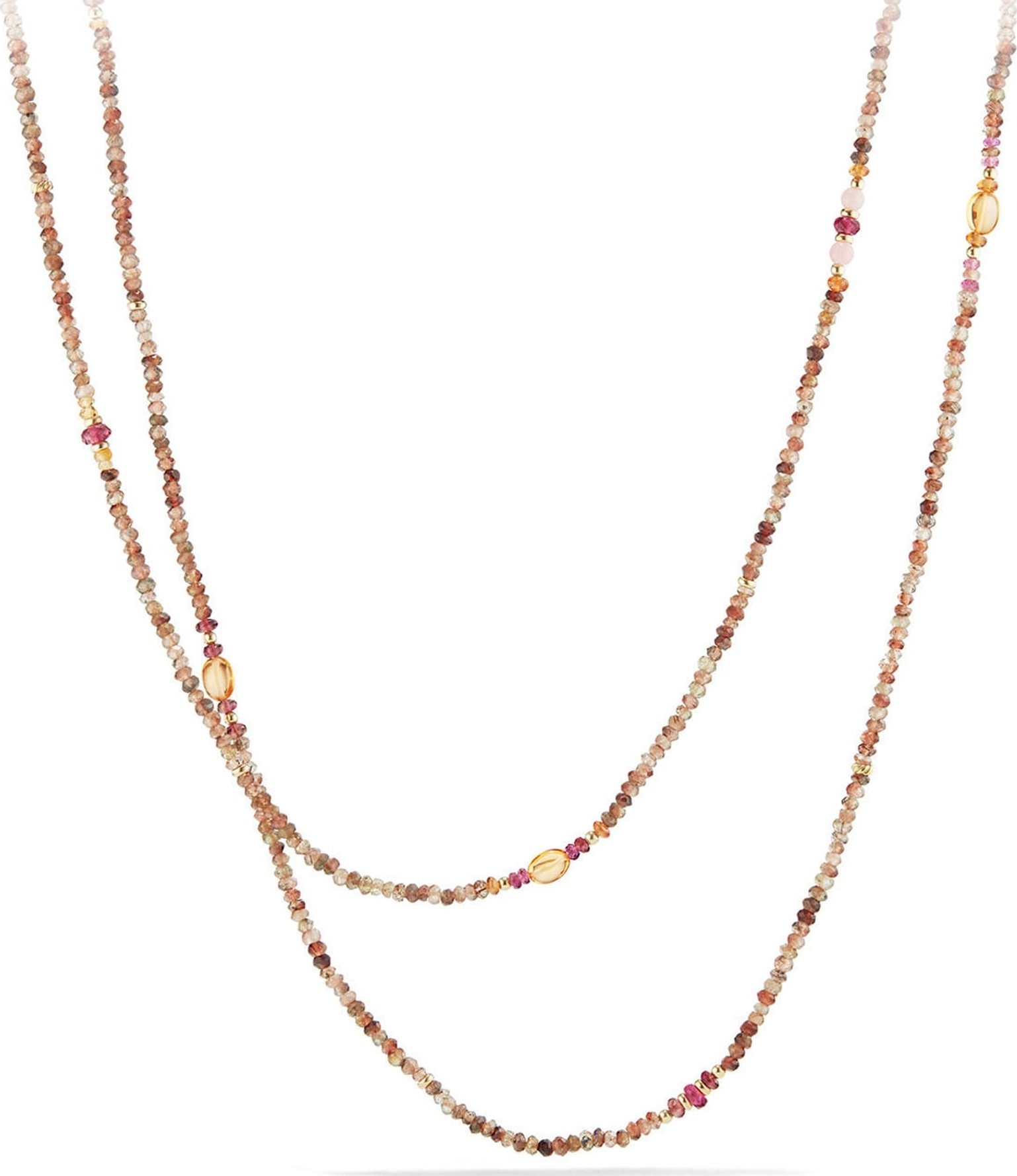 David Yurman Mustique Beaded 18K Necklace with Andalusite, Citrine & Pink Tourmaline
