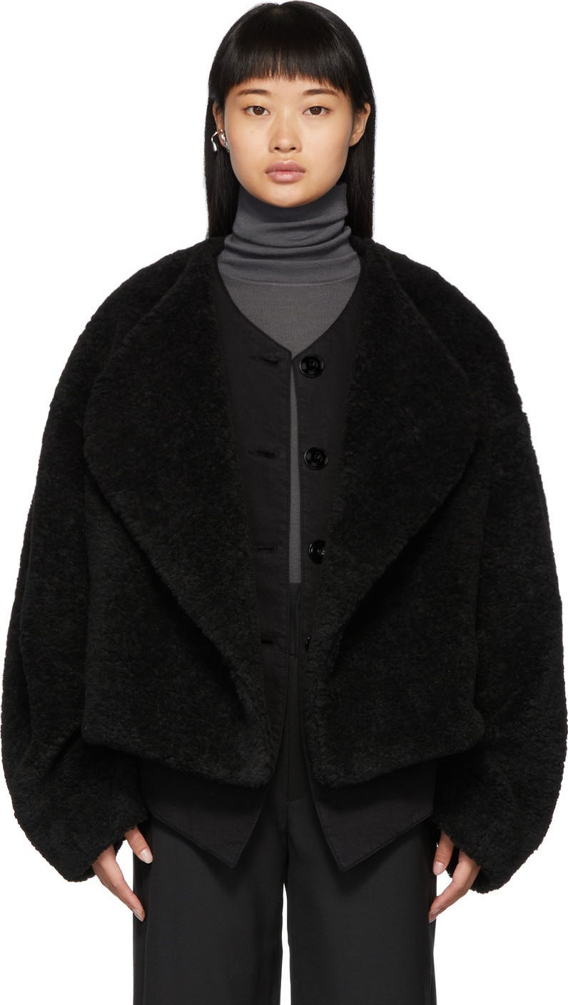 Totême Black Faux-Fur Bellac Jacket