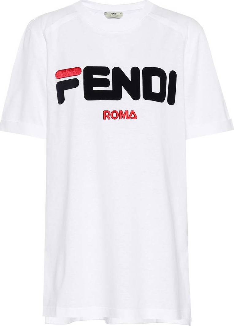 Fendi Embroidered logo cotton T-shirt
