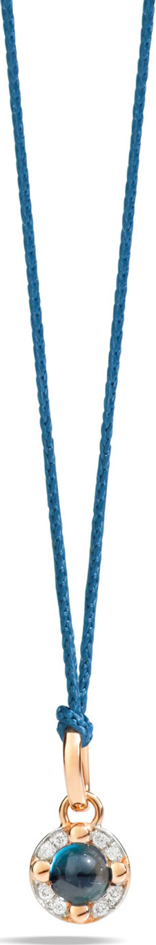 Pomellato M'ama Non M'ama Pendant Necklace in Rose Gold with Blue Topaz & Diamonds