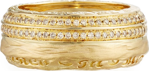 Marco Dal Maso The Other Half Men's 18K Band Ring with Diamonds, Size 9