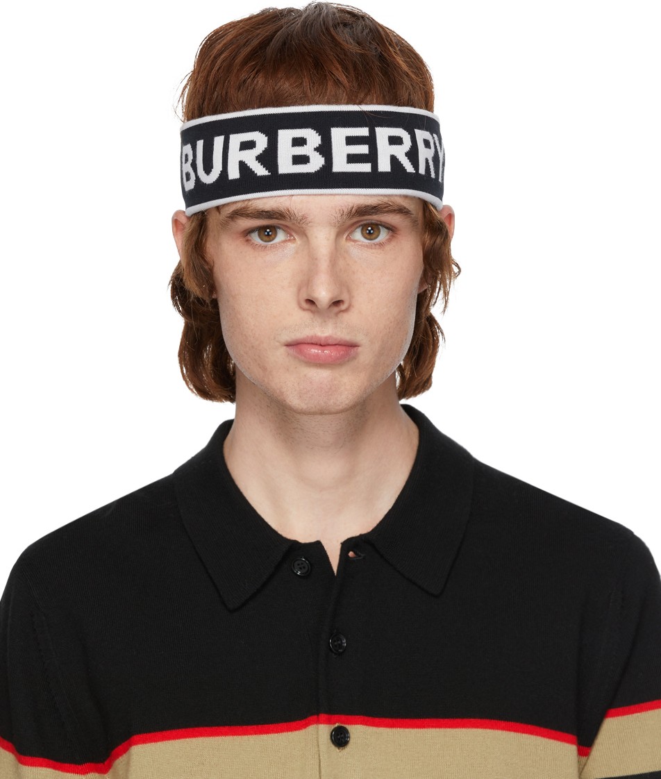 Burberry London England Black & White Branded Headband