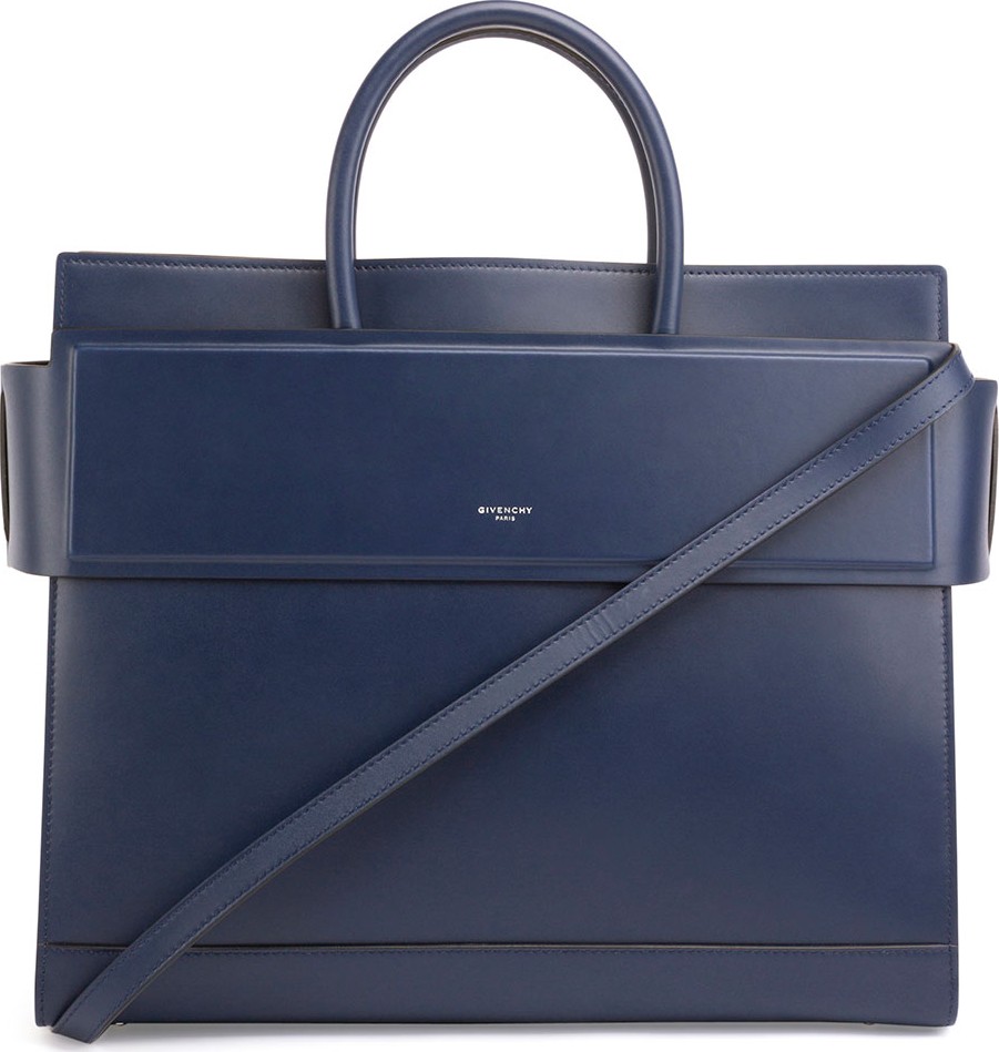 Givenchy Horizon Medium Leather Satchel Bag, Navy