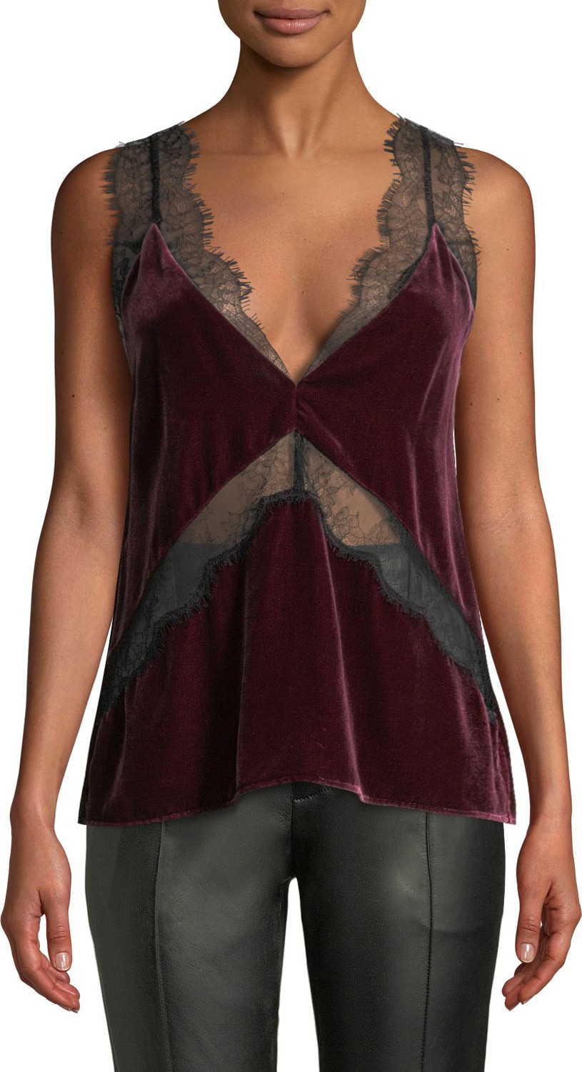 CAMI NYC The Josie Velvet Cami w/ Lace Insets